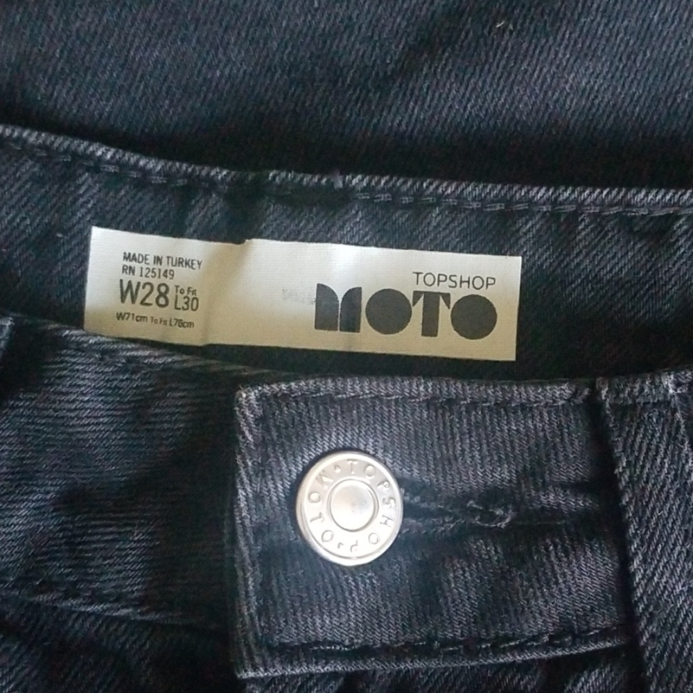 Topshop Black wide leg side stripe Moto Jeans - Picture 4 of 7